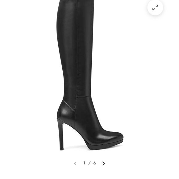 Nine West Quizme Black Leather Heeled Boots NWT - Picture 2 of 6